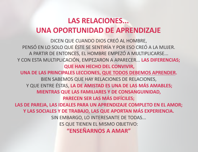 Las relaciones... Una oportunidad de aprendizaje Abril 23 de 2012